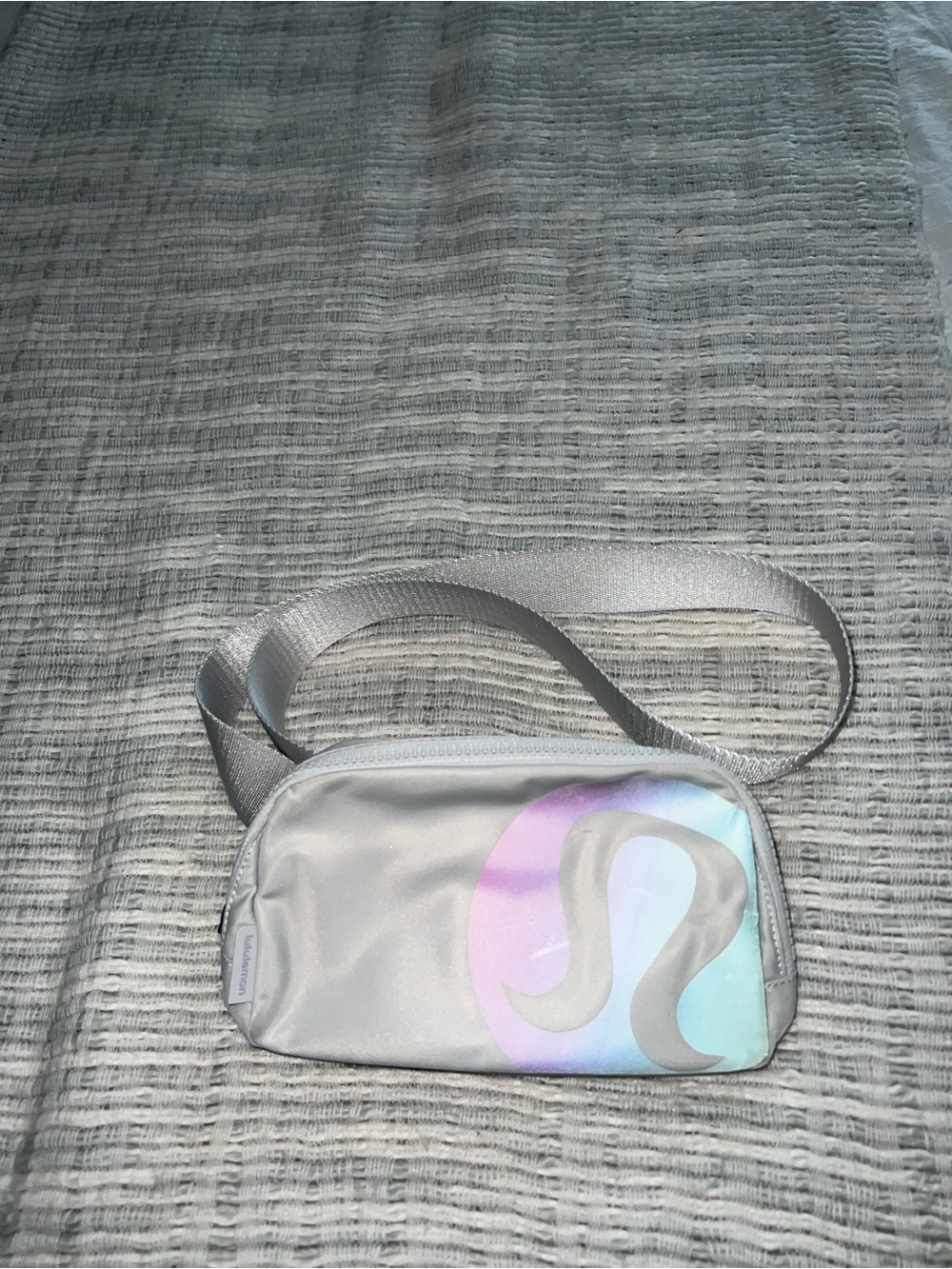 lululemon athletica Silver Iridescent Crossbody Bag with Pastel Logo